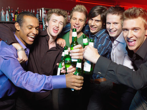 Men drinking in a bar